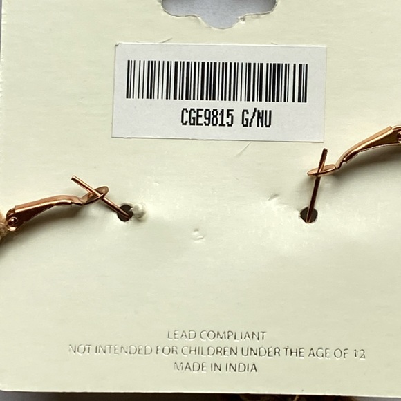 Mia collection tan and gold statement hoop earrings - Picture 3 of 4